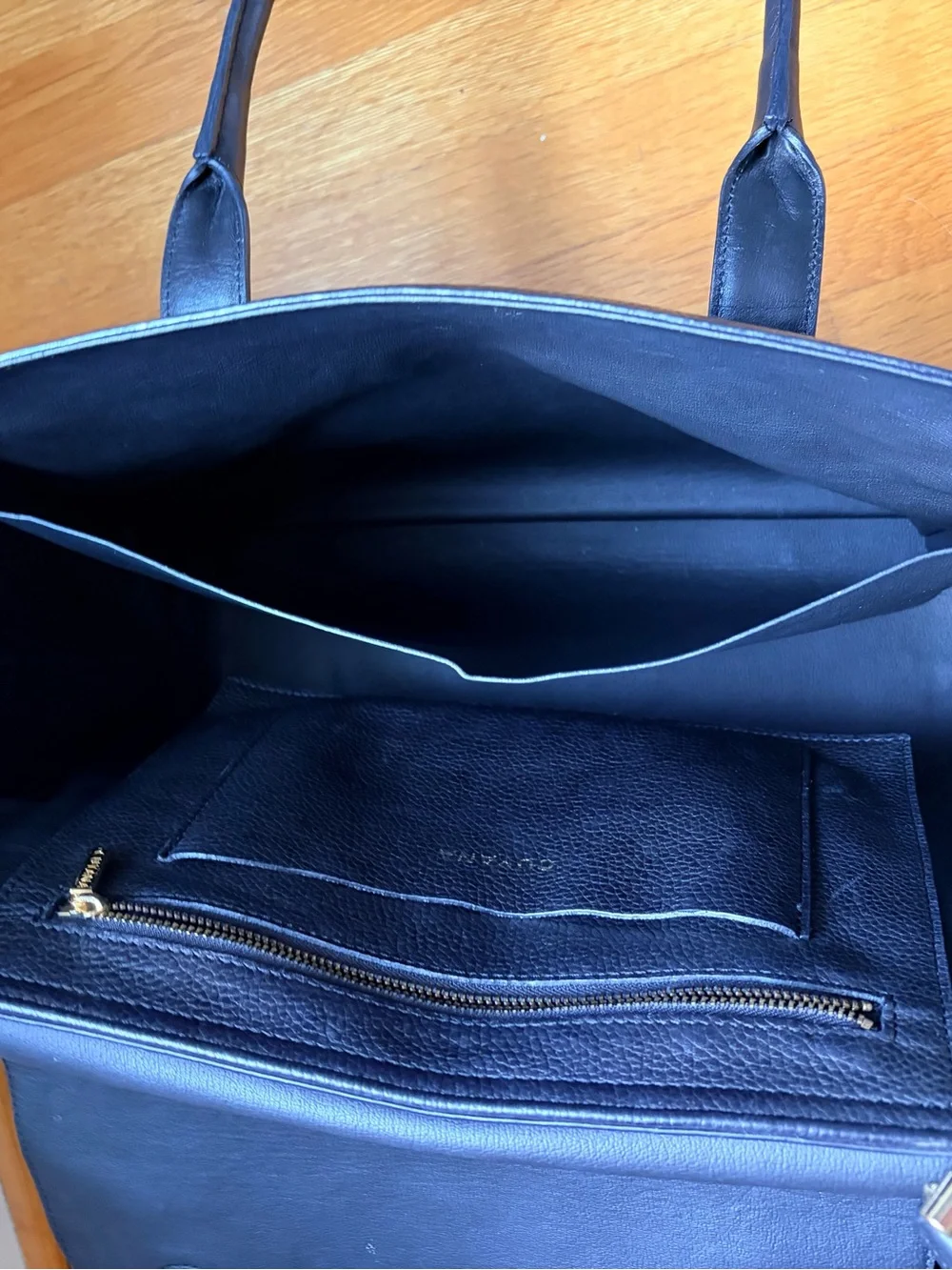 Cuyana Trapeze Black Leather Satchel Bag